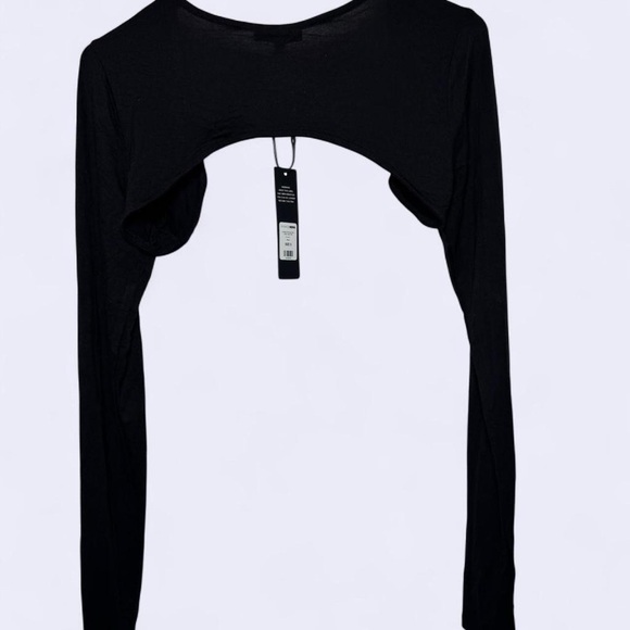 Fashion Nova Bolero Shrug Long Sleeve Top Black Size Small NWT - Picture 4 of 4
